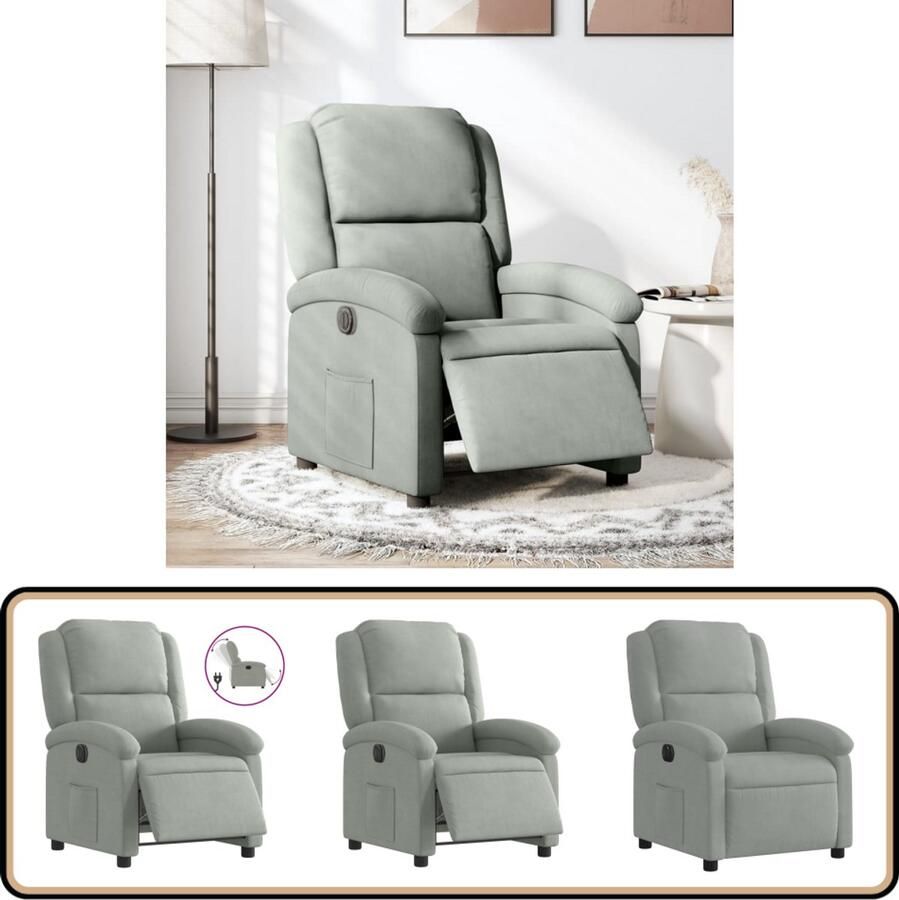 VidaXL Elektrisch Verstelbare Fauteuil Lichtgrijs Elektrische Fauteuil Loungestoel Elektrische Verstelbare Stoel Fauteuils Relaxfauteuil