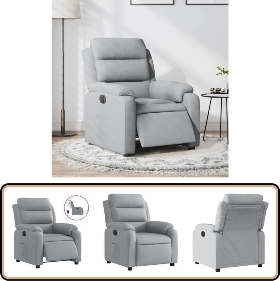 VidaXL Elektrisch Verstelbare Fauteuil Lichtgrijs Elektrische Fauteuil Loungestoel Relaxfauteuil Comfortabele Stoel Leesstoel