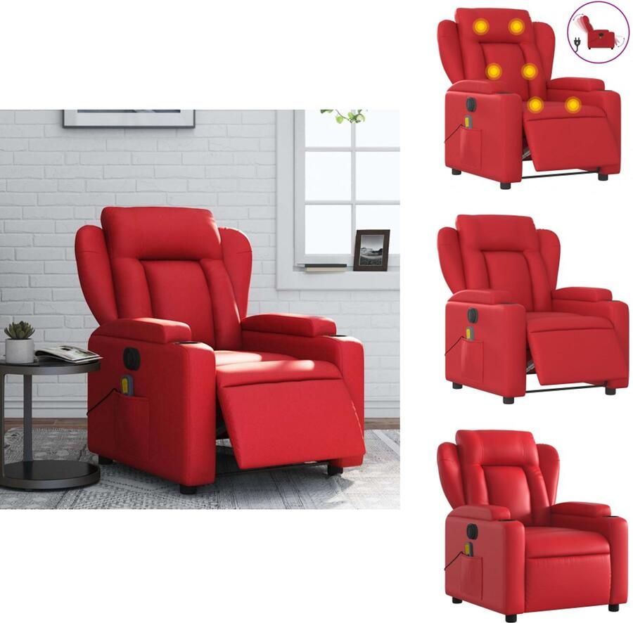 VidaXL Elektrisch Verstelbare Massagestoel Elektrisch Verstelbare Massagestoelen Massagestoel Fauteuil Massagestoel verstelbaar elektrisch kunstleer rood