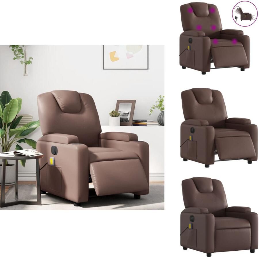 VidaXL Elektrisch Verstelbare Massagestoel Elektrisch Verstelbare Massagestoelen Massagestoel Fauteuil Massagestoel verstelbaar elektrisch kunstleer bruin
