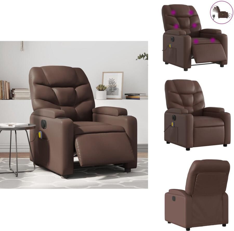 VidaXL Elektrisch Verstelbare Massagestoel Elektrisch Verstelbare Massagestoelen Massagestoel Fauteuil Massagestoel verstelbaar elektrisch kunstleer bruin