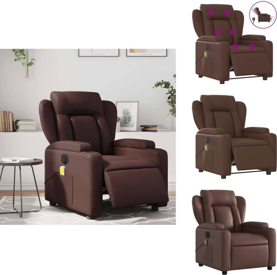 VidaXL Elektrisch Verstelbare Massagestoel Elektrisch Verstelbare Massagestoelen Massagestoel Fauteuil Massagestoel verstelbaar elektrisch kunstleer bruin