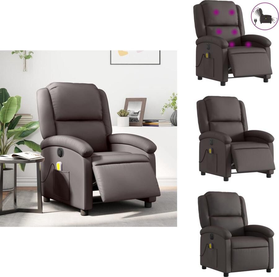 VidaXL Elektrisch Verstelbare Massagestoel Elektrisch Verstelbare Massagestoelen Massagestoel Fauteuil Massagestoel elektrisch verstelbaar echt leer donkerbruin