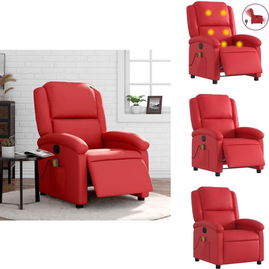 VidaXL Elektrisch Verstelbare Massagestoel Elektrisch Verstelbare Massagestoelen Massagestoel Fauteuil Massagestoel verstelbaar elektrisch kunstleer rood