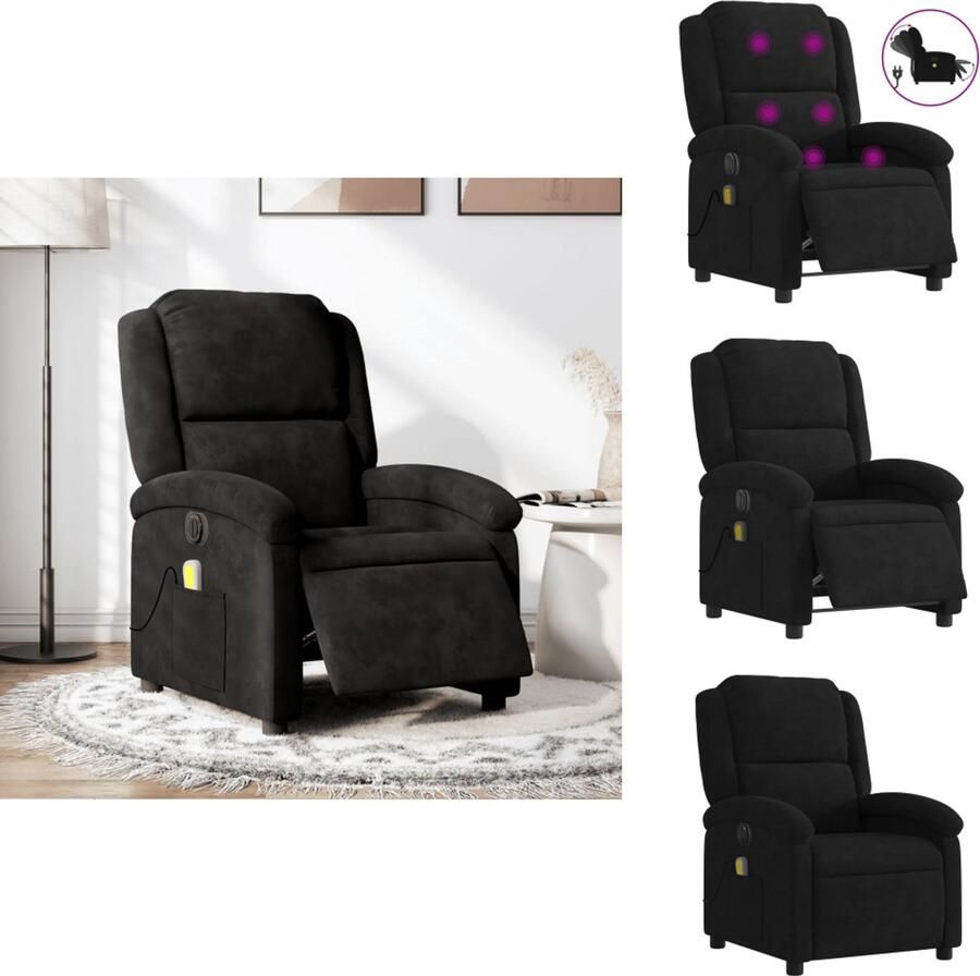 VidaXL Elektrisch Verstelbare Massagestoel Elektrisch Verstelbare Massagestoelen Massagestoel Fauteuil Massagestoel elektrisch verstelbaar fluweel zwart
