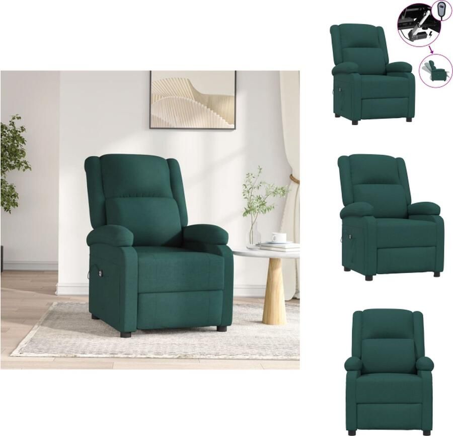 VidaXL Elektrisch Verstelbare Stoel Donkergroen 70x93x98cm Comfortabele en Duurzame Stoel Fauteuil