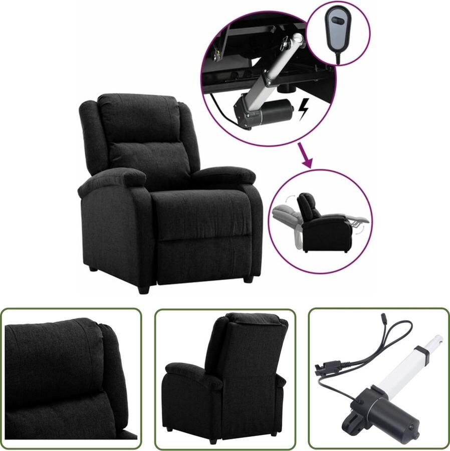 VidaXL The Living Store Elektrisch Verstelbare Stoel Stof Zwart 70x93x98 cm Schuimvulling - Foto 2
