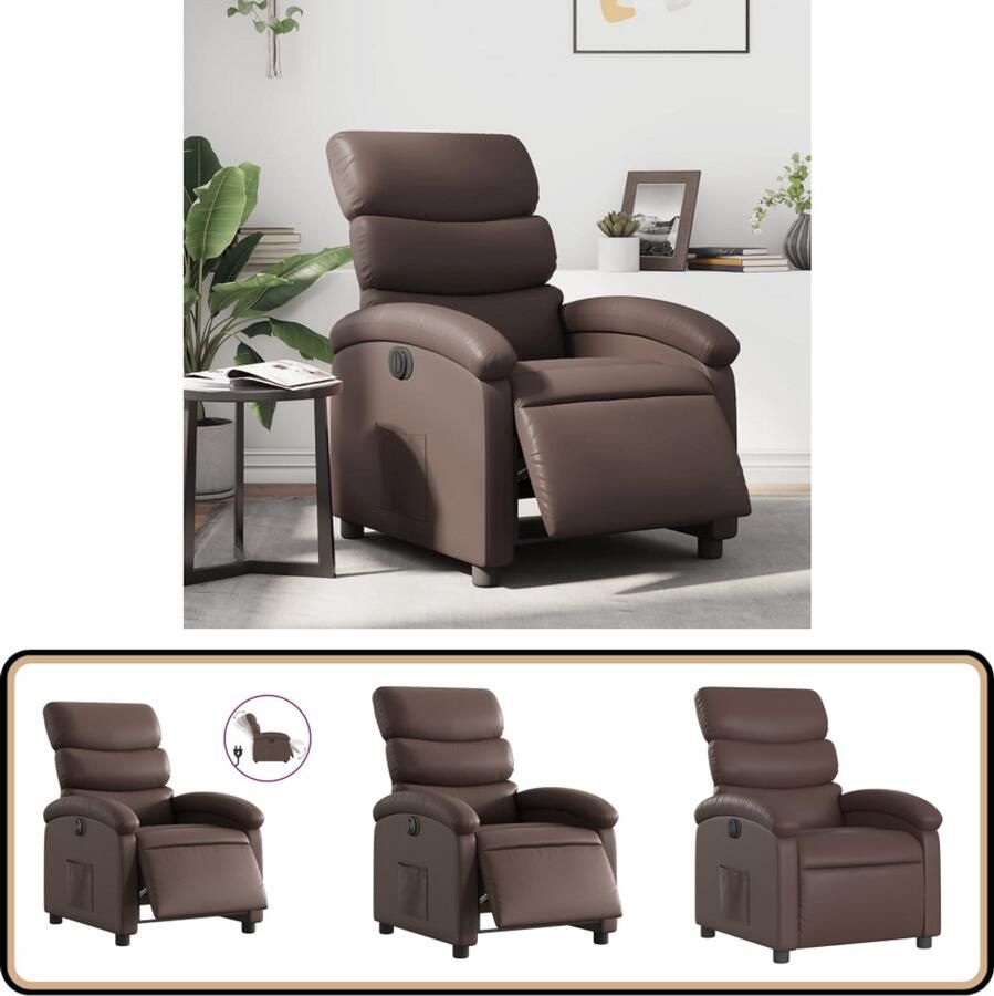 VidaXL Elektrische Fauteuil Kunstleer Bruin Elektrische Fauteuil Loungestoel Verstelbare Fauteuil Lederlook Fauteuil Bruine Fauteuil