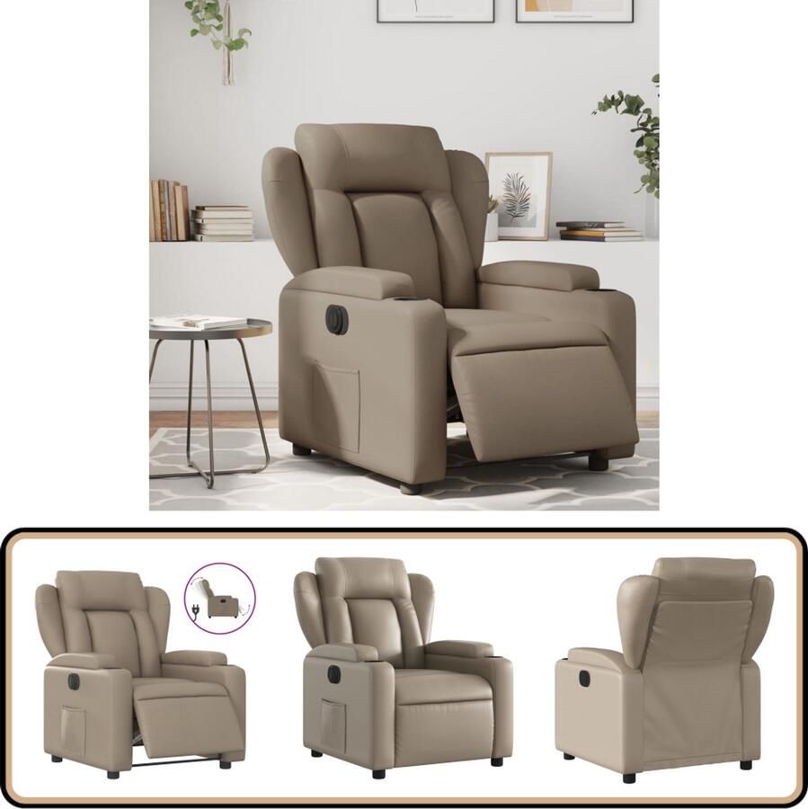 VidaXL Elektrische Fauteuil Kunstleer Cappuccino Elektrische Fauteuil Loungestoel Kunstleder Fauteuil Relaxfauteuil Ergonomische Stoel - Foto 3