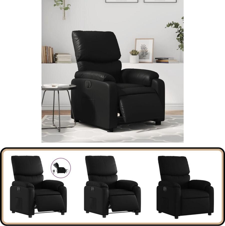 VidaXL Elektrische Fauteuil Kunstleer Zwart Elektrisch Verstelbare Fauteuil Elektrisch Verstelbare Fauteuils Fauteuil Relaxfauteuil
