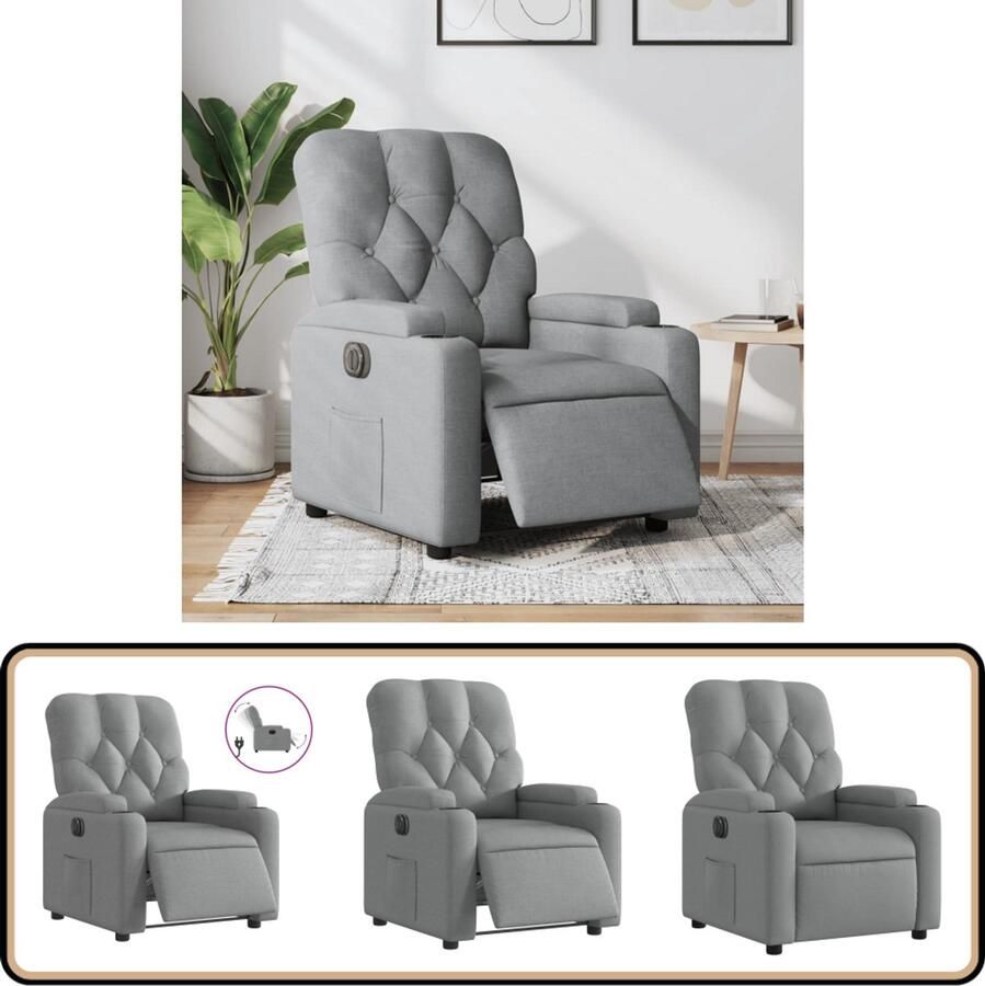VidaXL Elektrische Fauteuil Lichtgrijs Comfort Elektrisch Verstelbare Fauteuil Elektrisch Verstelbare Fauteuils Relaxfauteuil Draaifauteuil
