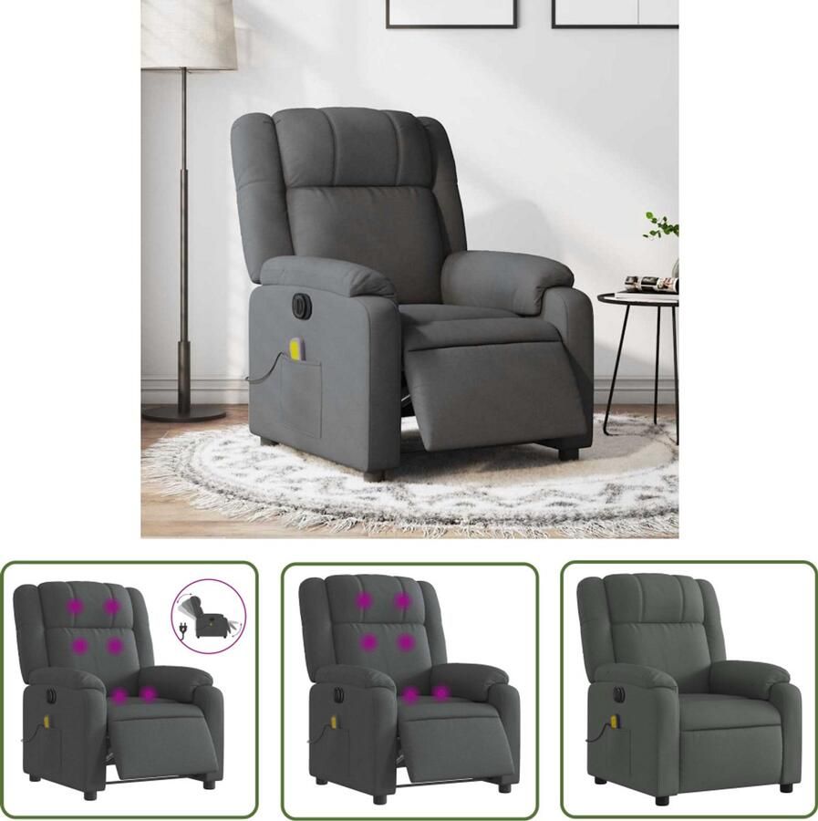 The Living Store Massagestoel elektrisch verstelbaar stof donkergrijs Elektrische Massagestoel Massagefauteuil Elektrische Relaxfauteuil Ergonomische Stoel Comfortabele Stoel - Foto 2