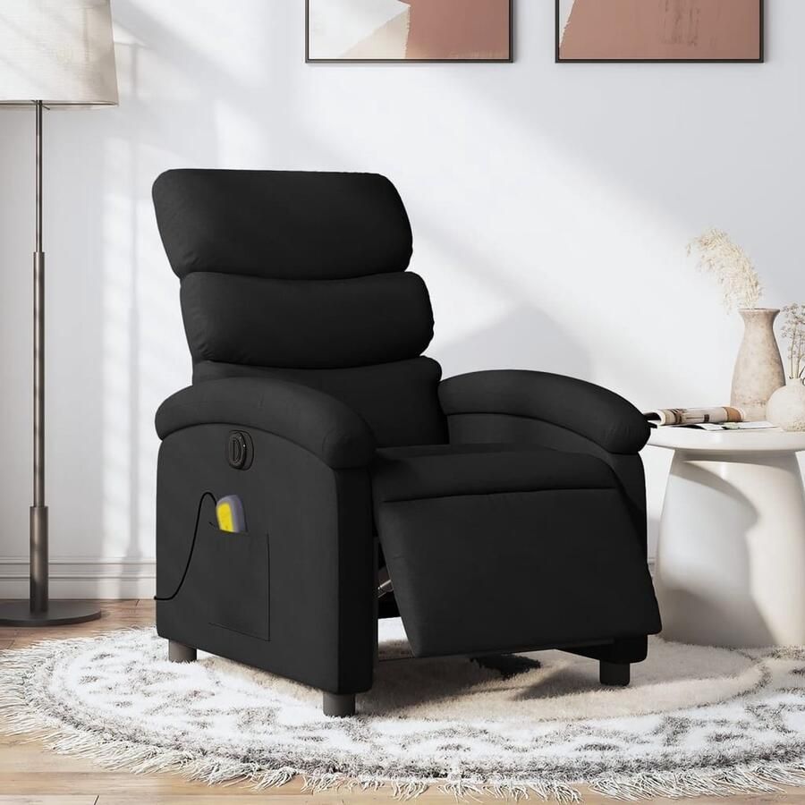VidaXL Elektrische Fauteuil Massagestoel elektrisch verstelbaar stof zwart Massagebank Ergonomische Stoel Lounge Stoel - Foto 2