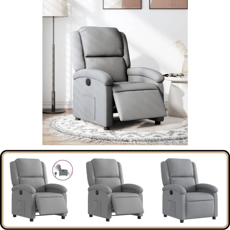 VidaXL Elektrische Fauteuil Stof Lichtgrijs Elektrische Fauteuil Loungestoel Relaxfauteuil Comfortabele Stoel Fauteuils