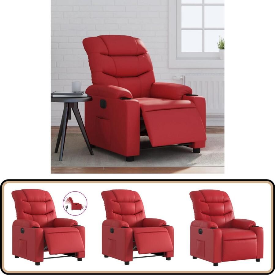 VidaXL Elektrische Fauteuil Verstelbaar Rood Kunstleer Elektrisch Verstelbare Fauteuil Elektrisch Verstelbare Fauteuils Fauteuil Relaxfauteuil