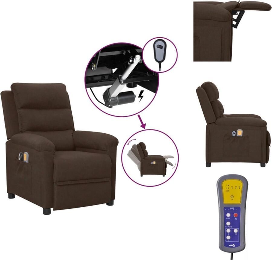 VidaXL Elektrische Massagefauteuil Bruin Verstelbaar Massageprogrammas Comfortabel zitten Stevig frame Inclusief handbediening Montage vereist Fauteuil - Foto 2