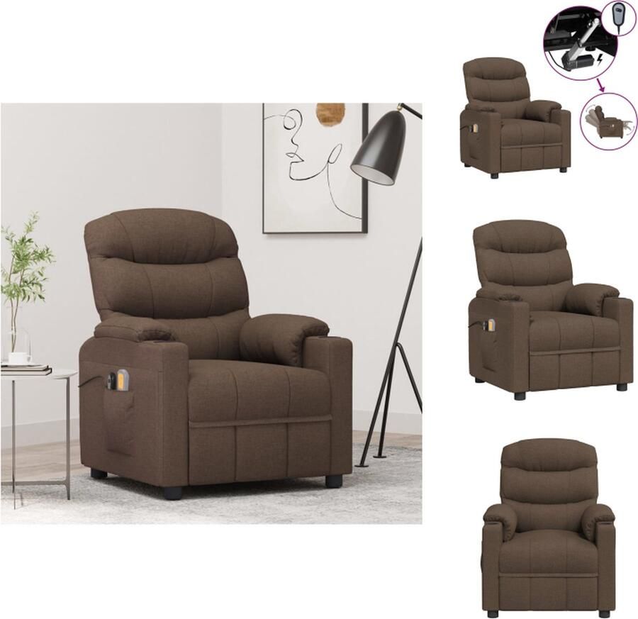 VidaXL Elektrische Massagefauteuil Bruin Verstelbaar Met Massagefunctie Comfortabele zitervaring Fauteuil