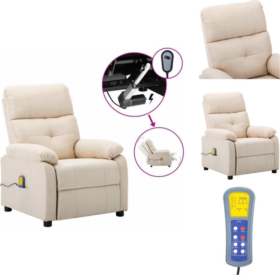 VidaXL Elektrische Massagefauteuil Crème 73 x 90 x 100 cm Elektrisch verstelbaar Fauteuil