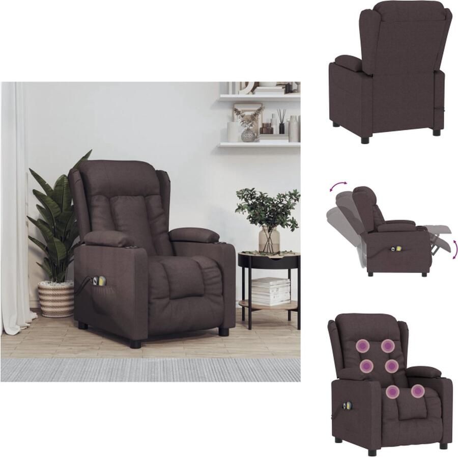 VidaXL Elektrische Massagefauteuil Donkerbruin 72.5 x 136.5 x 99.5 cm Massage en verwarming Fauteuil