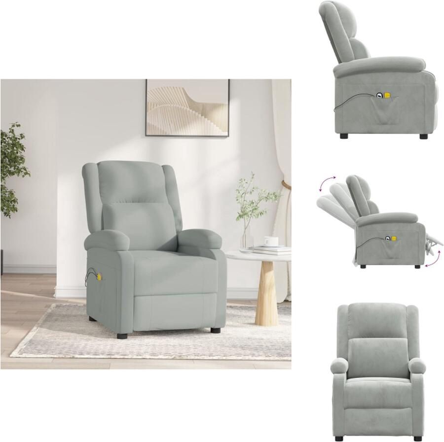 VidaXL Elektrische Massagefauteuil Lichtgrijs 70x93x98cm Fauteuil
