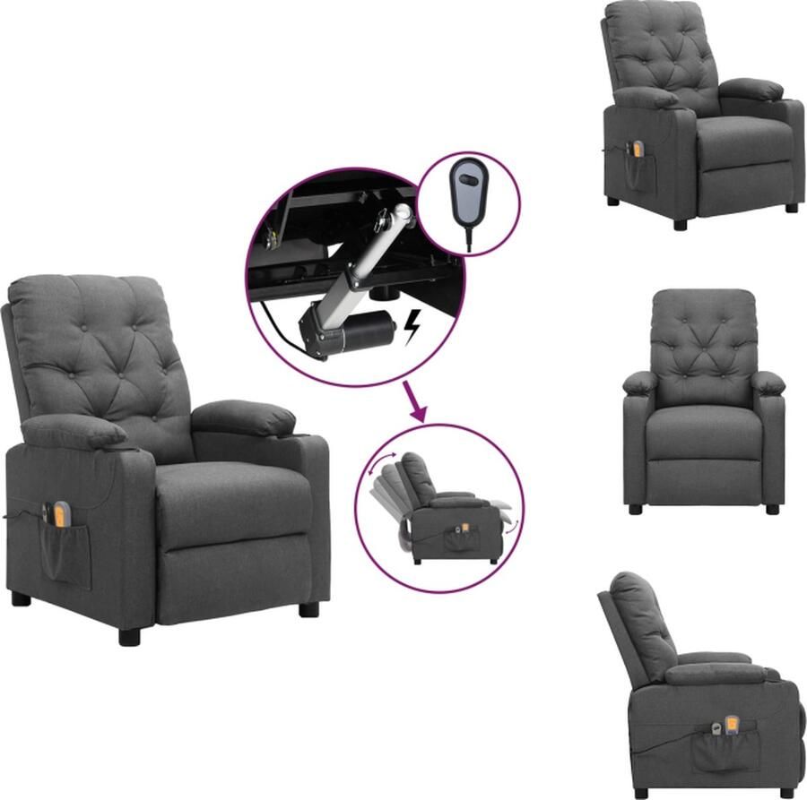 VidaXL Massagestoel Massagestoelen Zitstoel Leunstoel Massagestoel elektrisch stof lichtgrijs - Foto 2