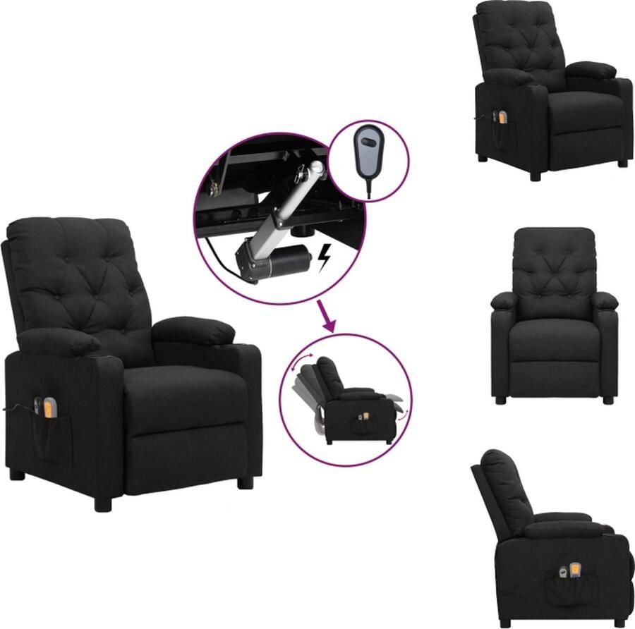 VidaXL Elektrische Massagefauteuil Zwart 78.5 x 93 x 96.5 cm Elektrisch verstelbaar Fauteuil - Foto 2