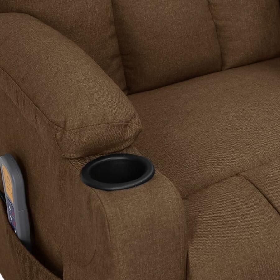 VidaXL Elektrische Massagestoel Bruin Stof Elektrische Massagestoel Massagefauteuil Relaxfauteuil Ergonomische Stoel Lederen Massagefauteuil