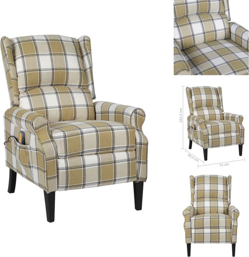 VidaXL Massagestoel Massagestoelen Verstelbare Massagestoel Verstelbare Massagestoelen Massagestoel verstelbaar stof groen - Foto 2