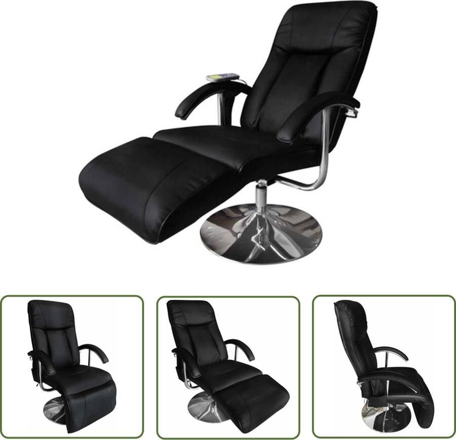 The Living Store Massagestoel Zwart kunstleer 137 x 68 x 104 (L x B x H) Verstelbaar Met verwarming Afstandsbediening inclusief 110 kg draagvermogen Massagestoel Elektrische Massagestoel Relaxstoel Wellnessstoeltje Zithoek - Foto 2