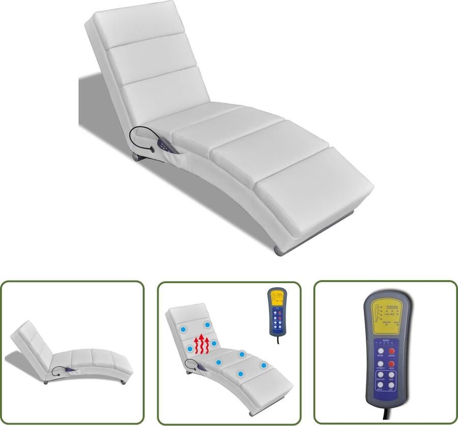 The Living Store Massagelounger kunstleer wit Massagestoel Elektrische Massagestoel Massage Fauteuil Wellnessstoel Comfortabele Stoel - Foto 2