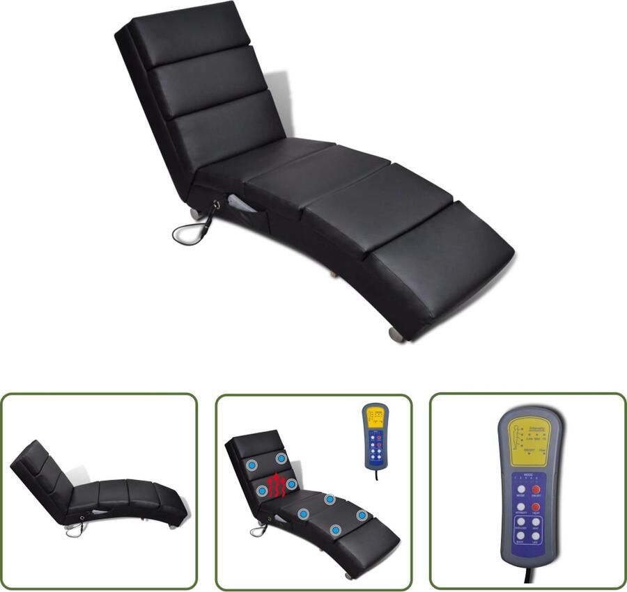 The Living Store Massagestoel Zwart 51 x 155 x 73 cm 8 massagepunten Massagestoel Elektrische Massagestoel Massage Fauteuil Relaxstoel Wellnessstoelen - Foto 2