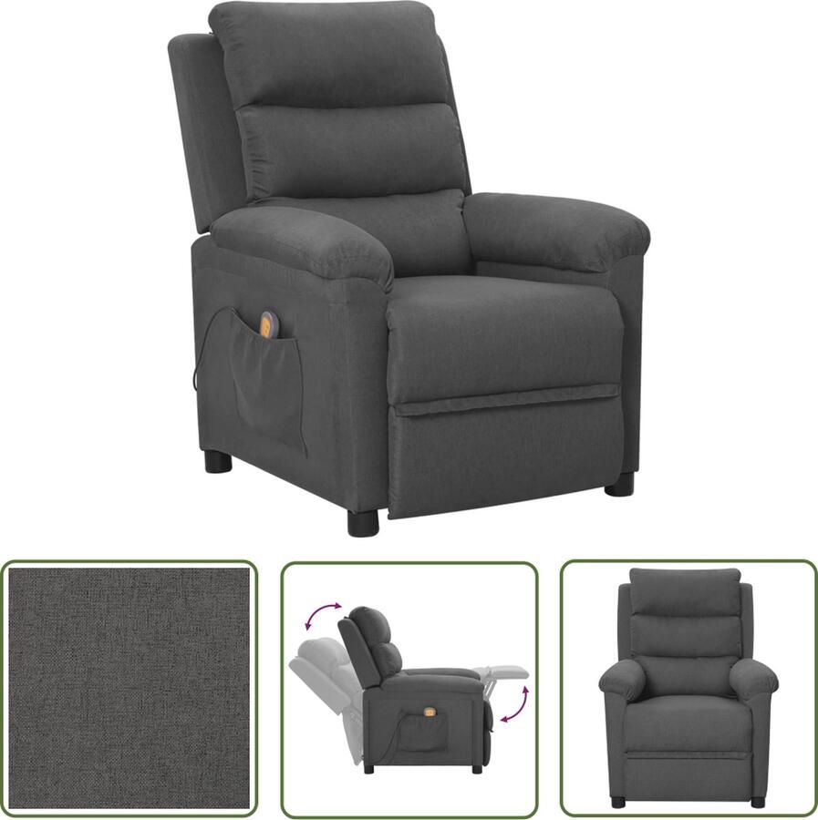 The Living Store Massagefauteuil Verstelbaar Donkergrijs 74 x 92 x 101.5 cm 6-punts trillingsmassage Massagestoel Elektrische Massagestoel Lounge Stoel Loungefauteuil Ergonomische Stoel - Foto 2