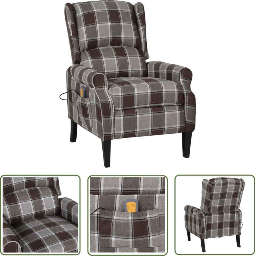 The Living Store Massagestoel Elektrisch verstelbaar 71 x 90.5 x 101.5 cm Bruin Massagestoel Elektrische Massagestoel Massage Fauteuil Loungestoel Ergonomische Stoel - Foto 2