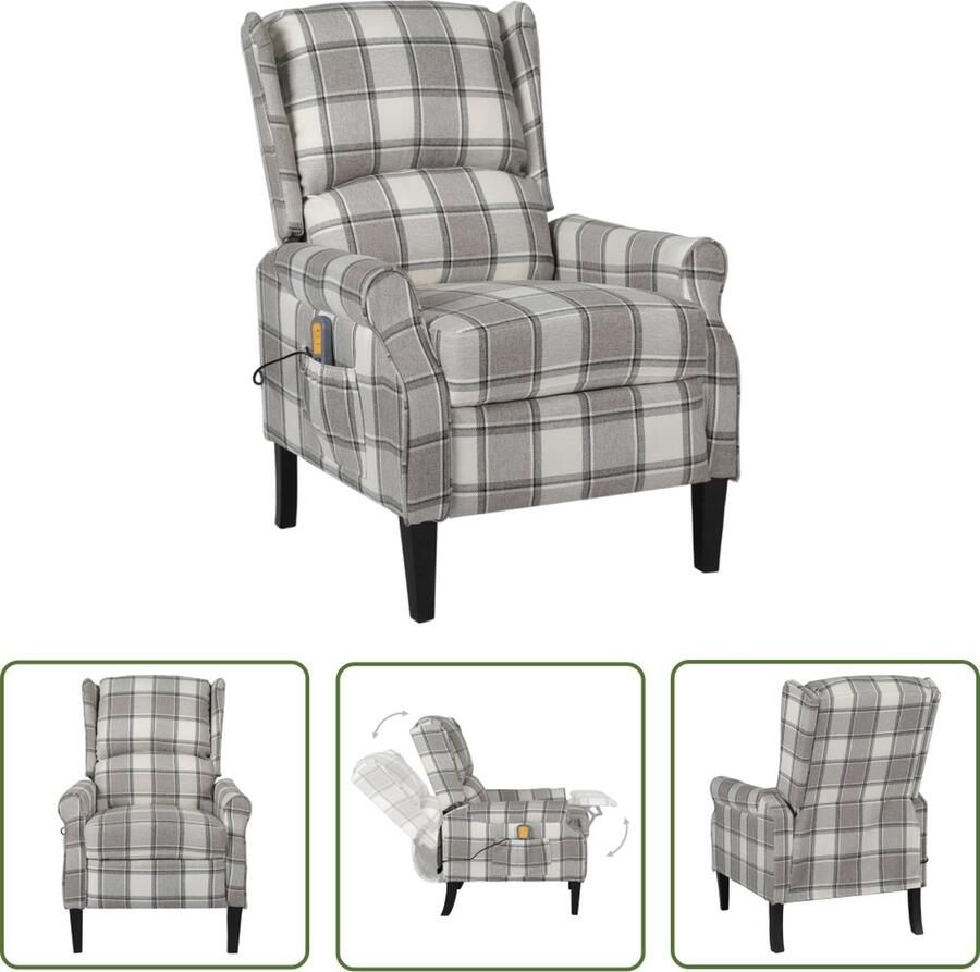 The Living Store Massagestoel Elektrisch verstelbaar 6-punts trillingsmassage Grijs Massagestoel Elektrische Massagestoel Verstelbare Stoel Relaxstoelen Ergonomische Stoel - Foto 3