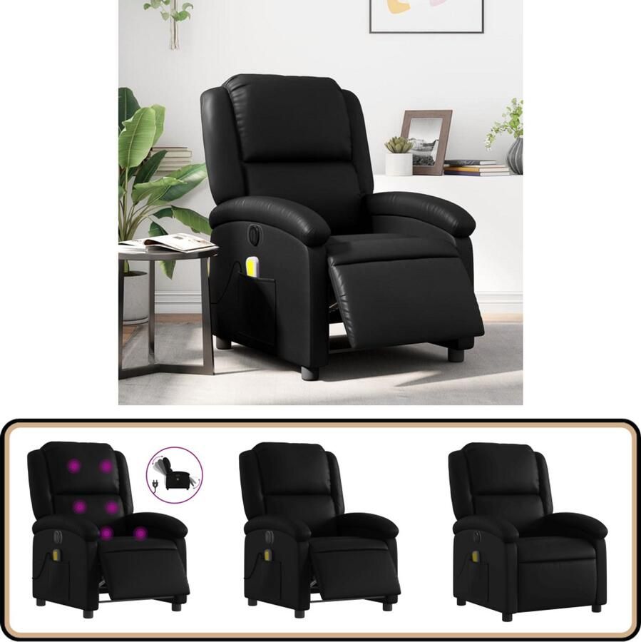 VidaXL Elektrische Massagestoel Zwart Kunstleer Elektrisch Verstelbare Massagestoel Elektrisch Verstelbare Massagestoelen Massagestoel Fauteuil