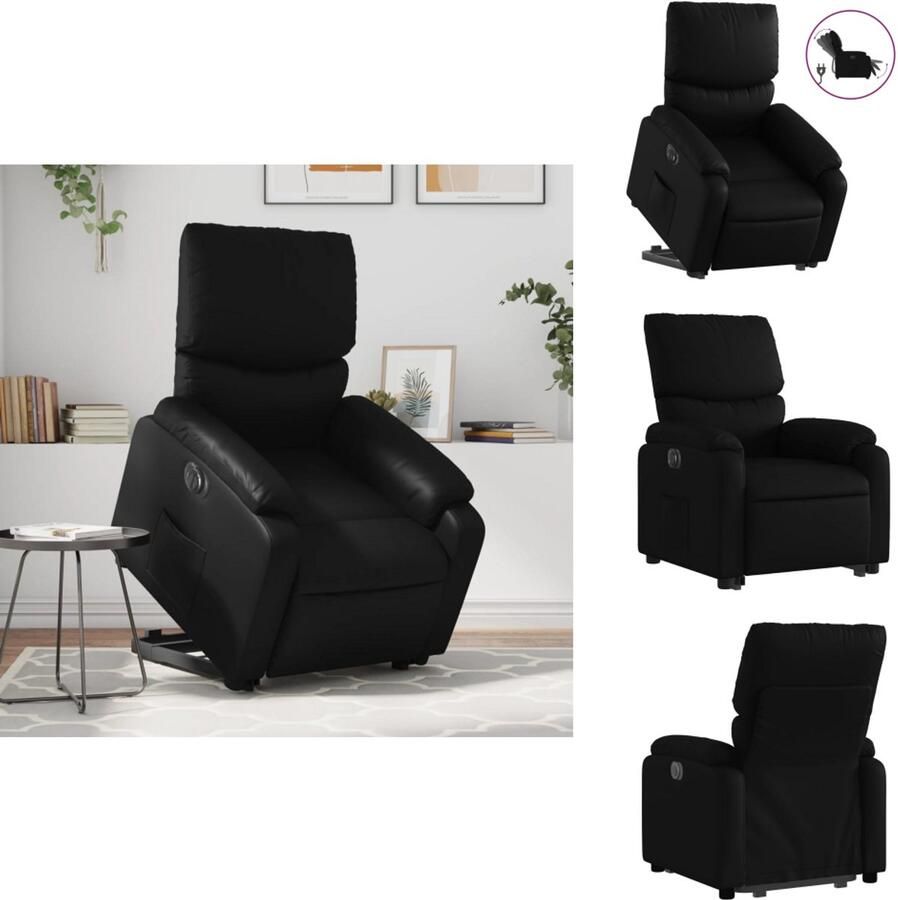VidaXL Elektrische Sta-op-fauteuil Elektrische Sta-op-fauteuils Elektrische Fauteuil Elektrische Stoel Voor Ouderen Sta-op-stoel elektrisch kunstleer zwart - Foto 2