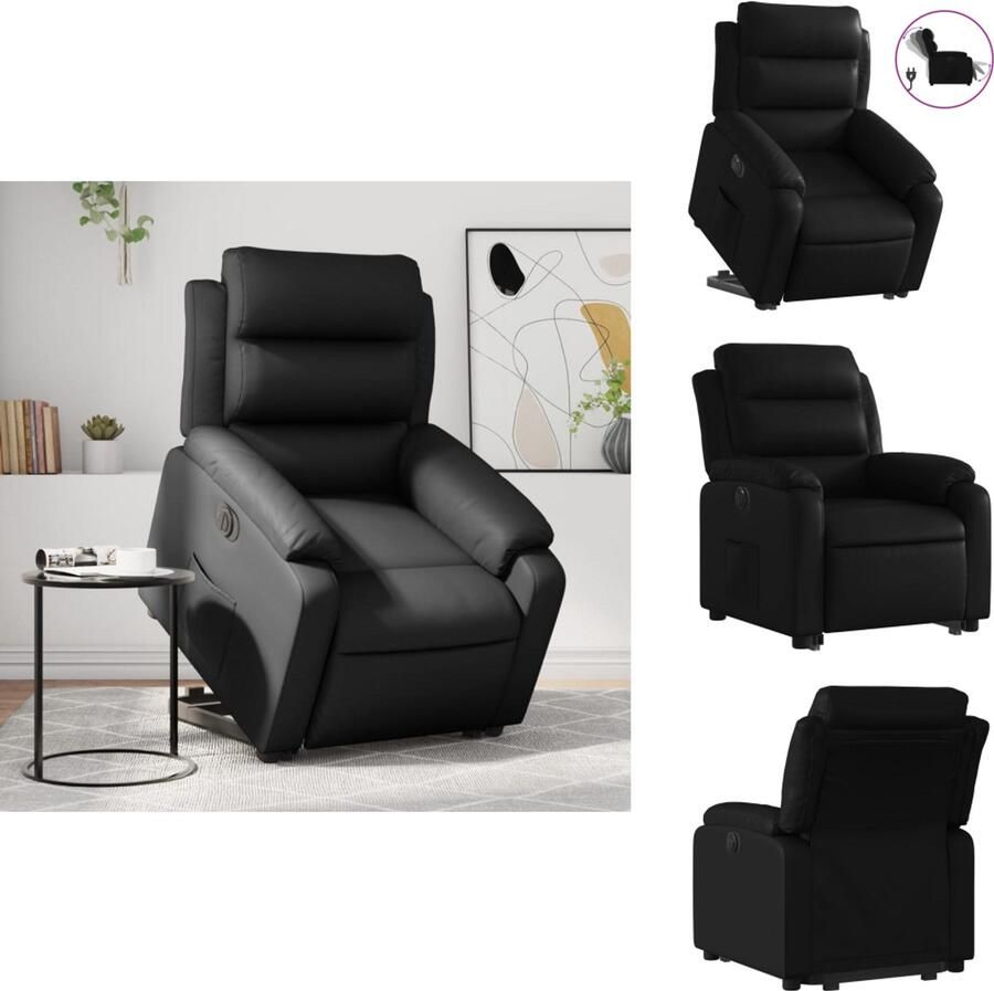 VidaXL Elektrische Sta-op-fauteuil Elektrische Sta-op-fauteuils Elektrische Fauteuil Elektrische Stoel Voor Ouderen Sta-op-stoel elektrisch kunstleer zwart