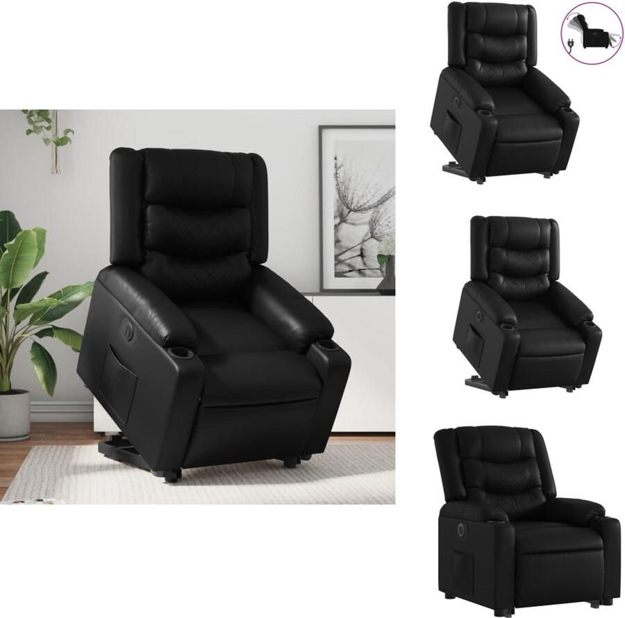 VidaXL Elektrische Sta-op-fauteuil Elektrische Sta-op-fauteuils Elektrische Fauteuil Elektrische Stoel Voor Ouderen Sta-op-stoel elektrisch kunstleer zwart