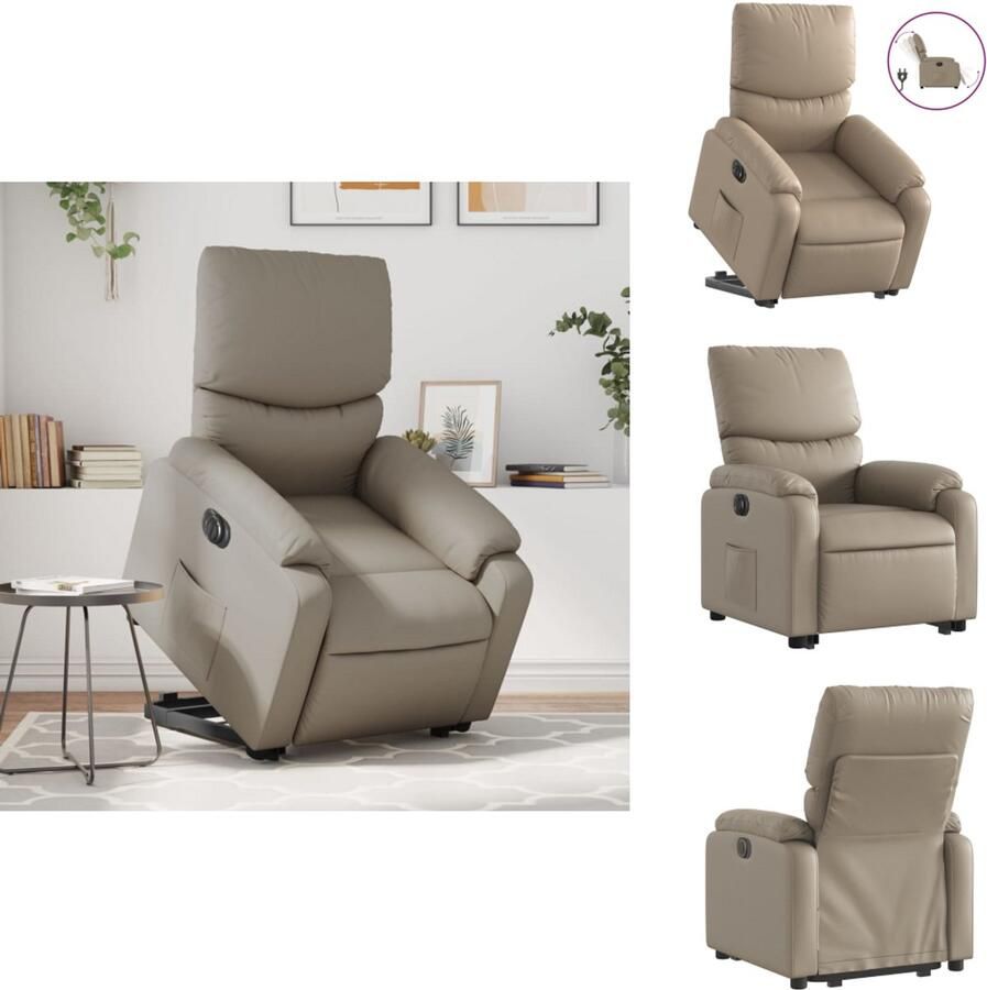 VidaXL Elektrische Sta-op-fauteuil Elektrische Sta-op-fauteuils Elektrische Fauteuil Elektrische Stoel Voor Ouderen Sta-op-stoel elektrisch kunstleer cappuccinokleurig