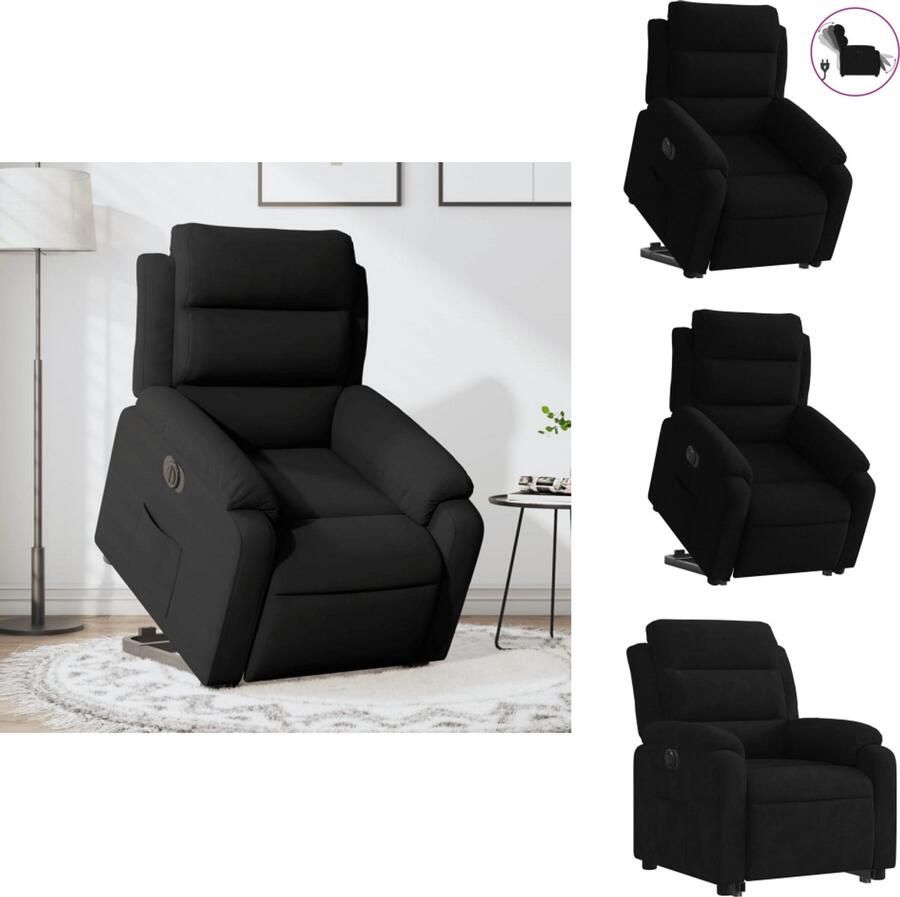 VidaXL Elektrische Sta-op-fauteuil Elektrische Sta-op-fauteuils Elektrische Fauteuil Elektrische Stoel Voor Ouderen Sta-op-stoel elektrisch verstelbaar fluweel zwart