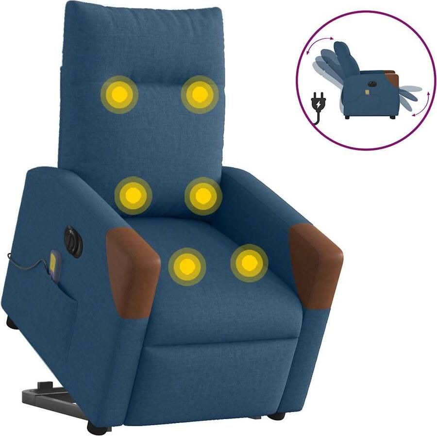 VidaXL Elektrische Sta-op Massagestoel Blauw & Bruin