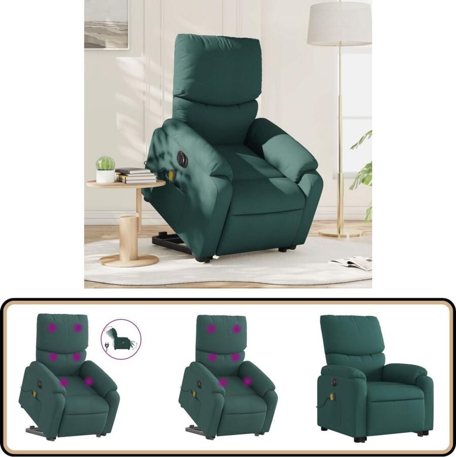 VidaXL elektrische sta-op massagestoel donkergroen Elektrische Sta-op-massagestoel Elektrische Sta-op-massagestoelen Sta-opstoel Staopstoel