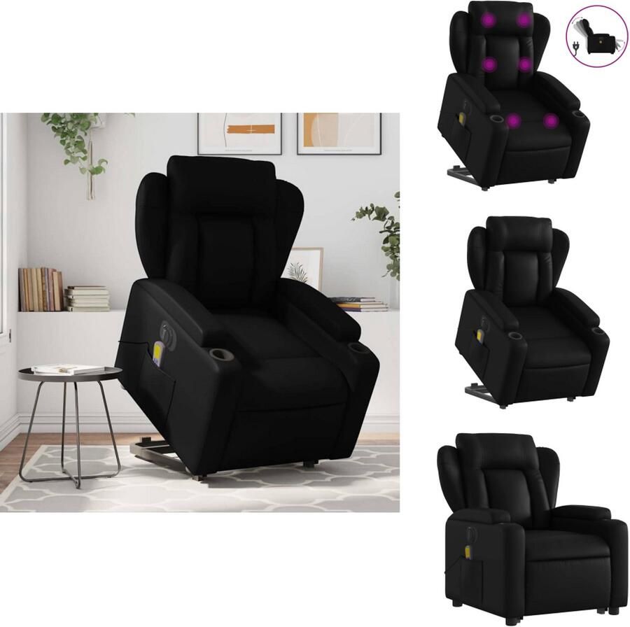 VidaXL Elektrische Sta-op-massagestoel Elektrische Sta-op-massagestoelen Sta-op-massagestoel elektrisch kunstleer zwart - Foto 3