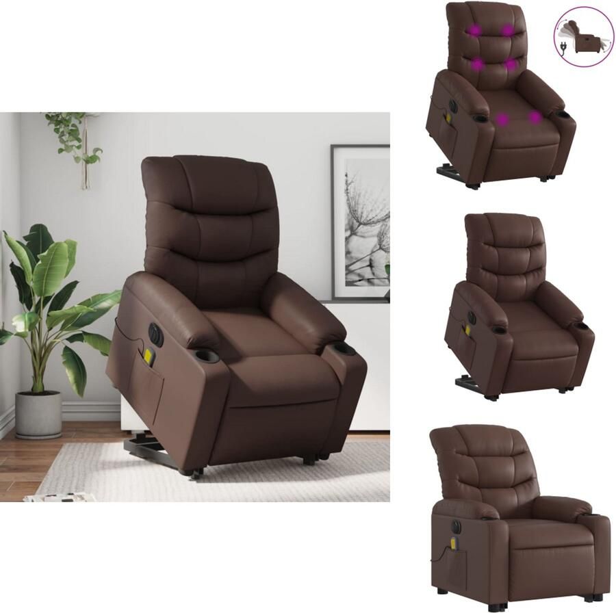 VidaXL Elektrische Sta-op-massagestoel Elektrische Sta-op-massagestoelen Sta-opstoel Staopstoel Sta-op-massagestoel elektrisch kunstleer bruin