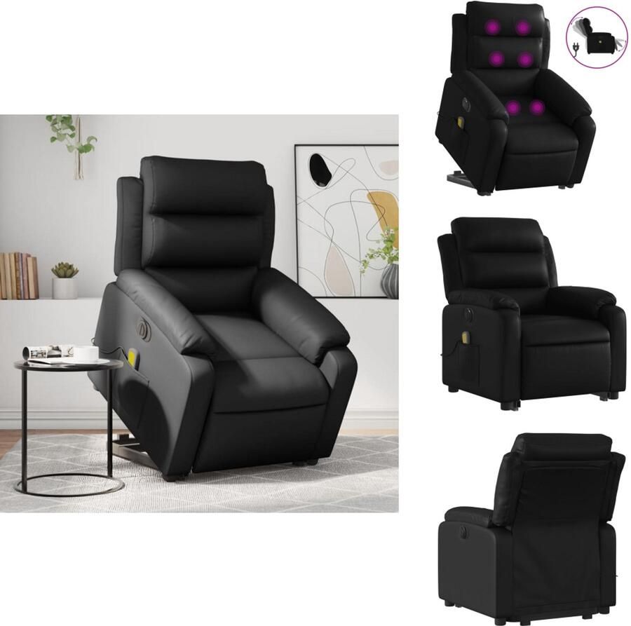 VidaXL Elektrische Sta-op-massagestoel Elektrische Sta-op-massagestoelen Sta-opstoel Staopstoel Sta-op-massagestoel elektrisch kunstleer zwart