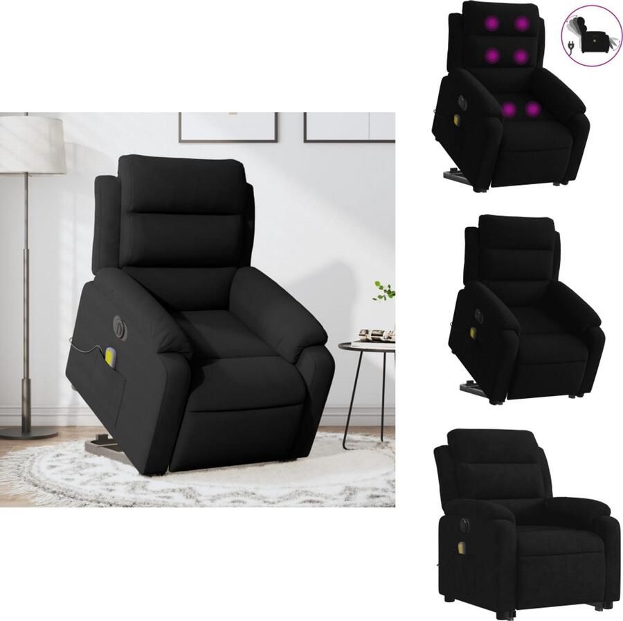 VidaXL Elektrische Sta-op-massagestoel Elektrische Sta-op-massagestoelen Sta-opstoel Staopstoel Sta-op-massagestoel elektrisch verstelbaar fluweel zwart