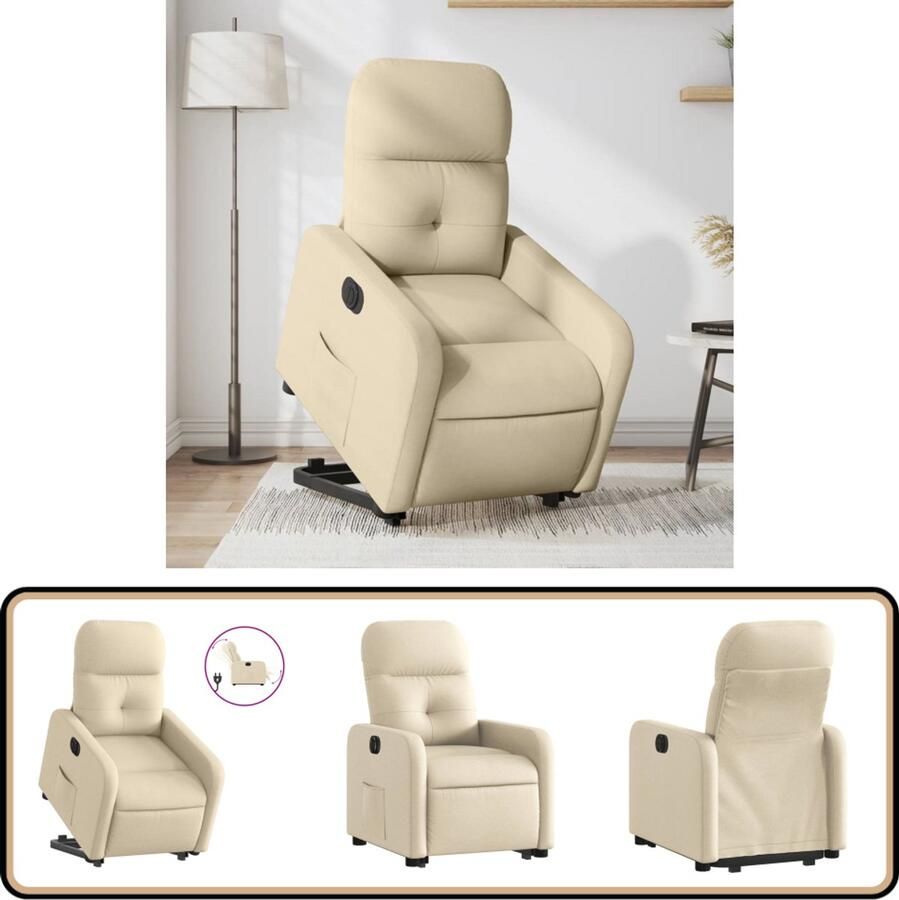 VidaXL Elektrische Sta-op-Stoel Crème Comfort & Stijl Elektrische Sta-op-stoel Sta-opstoel Fauteuils Loungestoel Relaxfauteuil
