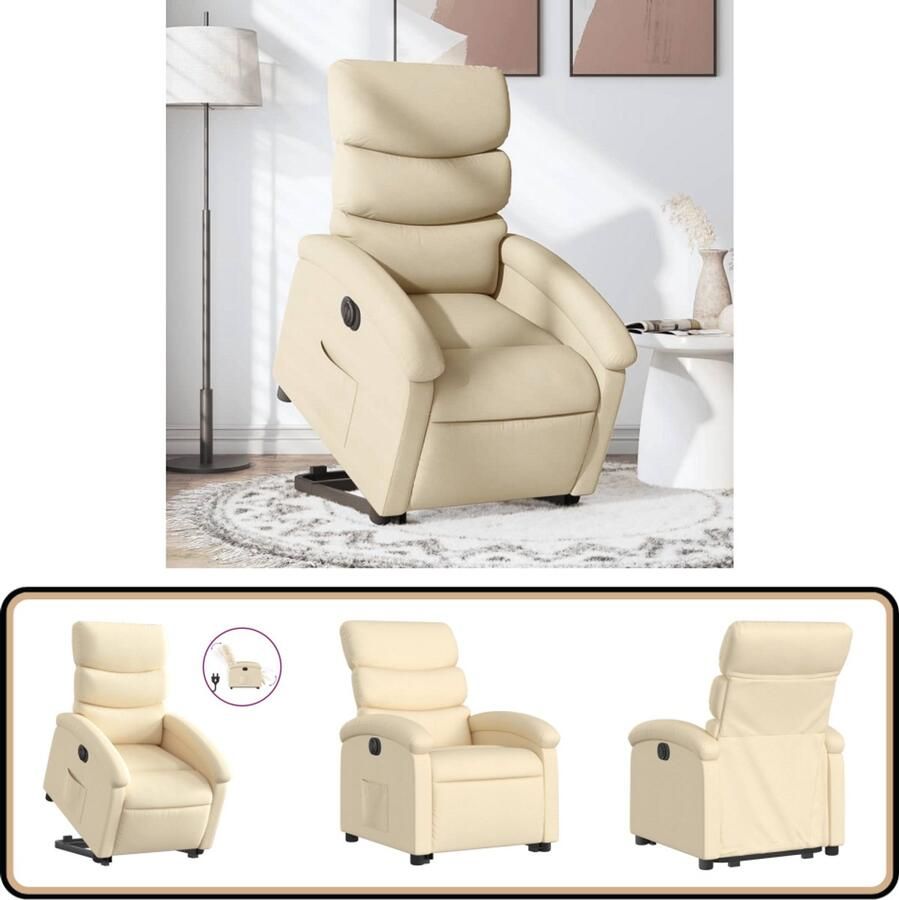 VidaXL Elektrische Sta-op-stoel Crèmekleurig Elektrische Sta-op-stoel Sta-opstoel Fauteuil Ergonomische Stoel Comfortstoelen