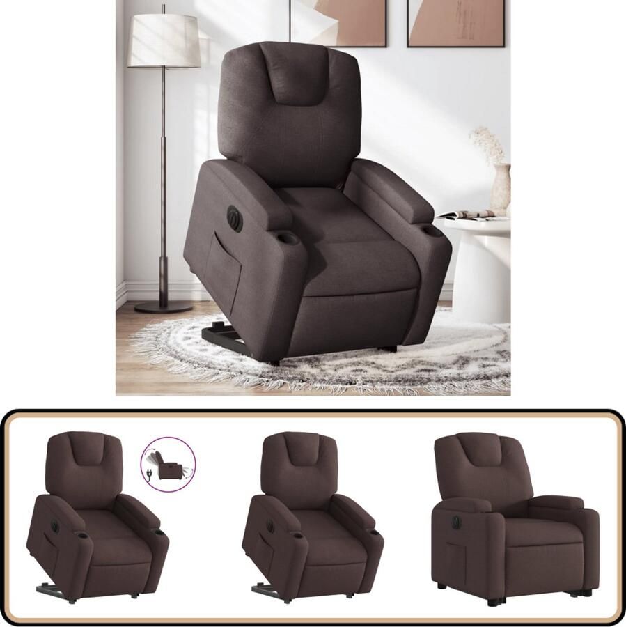 VidaXL Elektrische Sta-op-stoel Donkerbruin Elektrische Sta-op-stoel Elektrische Fauteuil Sta-opstoel Ergonomische Stoel Luxe Fauteuil