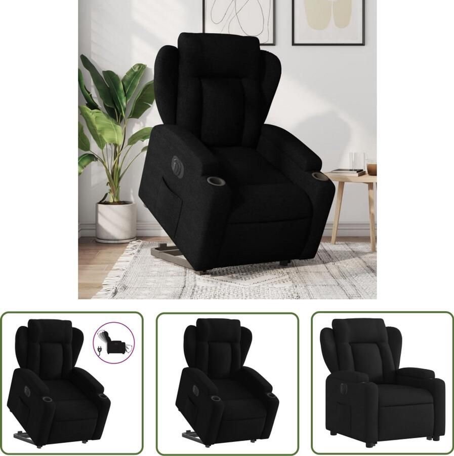 The Living Store Sta-op-stoel elektrisch verstelbaar stof zwart Elektrische Sta-op-stoel Sta-opstoel Ergonomische Stoel Comfortabele Stoel Fauteuils